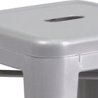 Flash Furniture - Tabouret de comptoir en acier de 24 po à siège carré et sans dossier, int/ext, argenté (CH3132024SIL)-Capacité de poids de 500 lb