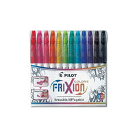 Pilot® - Ensembles de stylos/marqueurs effaçables FriXion Colours, 12 couleurs-Ces marqueurs effaçables de 2,5 mm écrivent dans des couleurs vibrantes, tout en s'effaçant à merveille grâce à la chaleur créée par la friction