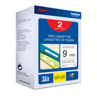 Brother TZe221 Ruban laminé blanc avec texte noir authentique pour étiqueteuses P-touch, 9 mm L x 8 m L- Ensemble de 2-Pour l’étiquetage quotidien à la maison, au bureau ou au travail. Idéal pour l’étiquetage de dossiers, de codes-barres, de clés USB, de fournitures de bureau, du contenu du garde-manger et du congélateur, des articles pour enfants et des équipements.