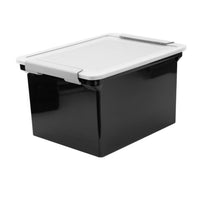 Staples - Classeur de format lettre/légal avec poignées blocables, 35 l, noir-Bac d'entreposage léger pour en faciliter le déplacement