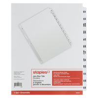 Staples - Séparateurs préimprimés Janv. - Déc., 12 onglets, blanc-Oeillets renforcés