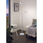 Eglo - Sarrione lampe de plancher DEL avec variateur intégré - 71" - chrome-Utilise 17.5W + 3W (25W) DEL intégré (non remplaçable)