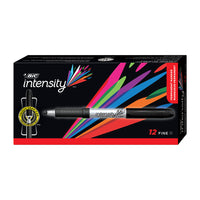 BIC - Marqueurs permanents Intensity Grip, pointe fine, noirs, paq./12-Capuchon enclenchable unique empêchant l’assèchement