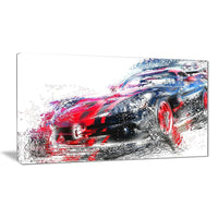 Designart – Voiture de sport rouge et noire, imprimé sur toile (PT2638-32-16)-Impression