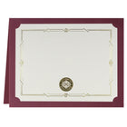 St. James - Porte-certificats/porte-documents - feuille d'or - finition lin - bourgogne - paquet de 5-Convient pour les certificats de récompense en format paysage ou portrait