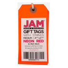 JAM Paper Étiquettes pour cadeaux avec ficelle, moyennes, 4 3/4 x 2 3/8 po, rouge néon, 100/paquet-Dimensions : 4,75 x 2,38