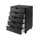 Winsome – Meuble de rangement Halifax pour armoire/bureau, 5 tiroirs, noir-Roulettes blocables en option qui permet d'utiliser le meuble pour un rangement stationnaire ou mobile.