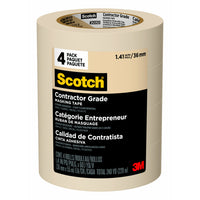 Scotch - Ruban de masquage de qualite entrepreneur, 36 mm l x 55 m L (1,41 po l x 60,1 v L), Paquet de 4-Un retrait facile 3 jours apres l'application sans endommager ni laisser de residu collant