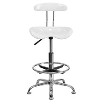 Flash Furniture - Tabouret de dessinateur éclatant de 30,5 po avec siège tracteur, blanc (LF215WHITE)-Tabouret de dessinateur contemporain