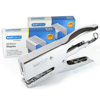 Rapesco – Pince-agrafeuse classique et agrafes 26/8 mm, argenté-Pince-agrafeuse Porpoise avec 10 000 agrafes 26/8 mm