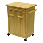 Winsome Kitchen – Chariot de cuisine avec un tiroir, une armoire, naturel-La surface de travail solide en bois de hêtre vous fournit une surface de préparation d’aliments pratique sur ce chariot de rangement à roulettes.  Un tiroir supérieur est soutenu par une grande armoire à deux portes.  La serviette pratique sur un côté vous aide aussi.