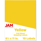 JAM Paper - Étiquettes d'expédition papier autocollant pleine page - 8 1/2 po x 11 po - Jaune - Paquet de 10-Emballage anglais seulement