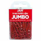 JAM PAPER - Trombone Geant Colore 2", Rouge, 2 Paquets de 75-La couleur rouge
