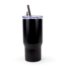 Gry Mattr - Tasse de voyage avec paille - 700 ml - Noir-Couvercle transparant