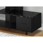 Monarch Specialties - 2610 Meuble Tv - 48 po L/Noir/Dessus Marbre Noir/1 Tiroir-Tiroir de rangement situe a droite du meuble de TV. Ideale pour ranger des livres, cables ou accessoires multimedias