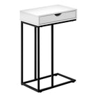 Monarch Specialties - 3770 Table D'Appoint - 25 po H/Blanc/Metal Noir-Table d'appoint en forme de C avec une base qui peut être glissee sous la plupart des canapes et des chaises pour garder les objets a proximite lorsque vous êtes assis