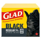 Glad à nœud facile - Sacs Regulier sacs à ordures - 74L - Paquet de 100-SACS À ORDURES NOIRS: Boîte de 100 sacs à ordures ordinaires de Glad d’une capacité de 74 L.