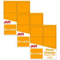 JAM Paper Étiquettes postales de couleur néon fluorescent, 3 1/3 x 4 po, orange néon, 360/paquet-Taille : 4 x 3,33 po