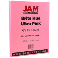 JAM Paper Papier cartonné Brite Hue, 8-1/2 x 11 po, rose intense, 250/pqt-Rose éclatant