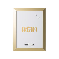 MasterVision Tableau de devis magnetique effaçable à sec - citation "DREAM" - 18 po l x 24 po L - cadre metallique dore-La surface effaçable à sec en acier magnetique convient à une utilisation frequente