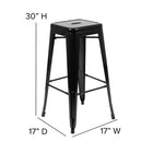 Flash Furniture Tabouret De Bar 30" - Empilable-Noir - Paquet De 4 (4ET3132030BKR)-Convient aux îlots de cuisine et aux restaurants