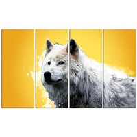 Designart Toile imprimée, L’émerveillement du loup, jaune, 5 panneaux (PT2330-271)-Impression