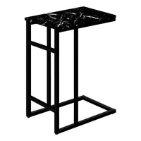 Monarch Specialties - 2174 Table D'Appoint - 24 po H/Marbre Noir/Metal Noir-Pour plus de modernite dans votre salon, salle familiale, bureau ou chambre a coucher, cette elegante table d'appoint en metal noir atteindra vos attentes