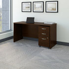 Bush – Bahut pour coquille de bureau de 60 po de largeur Westfield et classeur sur roulettes à 3 tiroirs, cerisier moka-L’ensemble comprend : Bahut pour coquille de bureau de 60 po et classeur sur roulettes à 3 tiroirs (boîte/boîte/classeur)