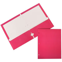+JAM Paper Chemises de présentation 3 trous 2 pochettes, 9 1/4 x 11 1/2 po, fuchsia, 12/paq.-Dimensions : 11,5 haut. x 9,2 larg. X 0,2 prof. (po)