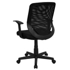 Flash Furniture - Chaise de bureau à dossier mi-dos maillé avec accoudoirs fixes, noir-Soutien lombaire intégré