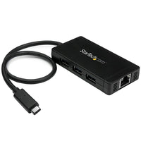 StarTech ® Concentrateur USB 3.0 avec Gigabit Ethernet à 3 ports, USB-C (HB30C3A1GE)-Augmentez la connectivité de votre ordinateur portatif USB-C en ajoutant 3 ports USB-A (5 Gb/s) et un port GbE RJ45