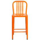 Tabouret à hauteur de comptoir de qualité commerciale pour l'intérieur / l'extérieur de 24 po en métal orange-Ensemble de 2 tabourets industriels modernes