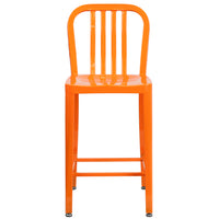 Tabouret à hauteur de comptoir de qualité commerciale pour l'intérieur / l'extérieur de 24 po en métal orange-Ensemble de 2 tabourets industriels modernes