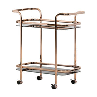 South Shore - Maliza - Chariot bar - Rose doré-Look glam : osez un look sophistiqué avec ce chariot-bar en métal aux tablettes de verre, digne des fêtes les plus épatantes.