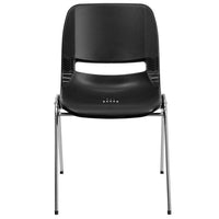 Flash Furniture - Chaise coquille noire ergonomique et empilable de la série HERCULES avec hauteur de siège de 18 po.-Ensemble de 5 chaises empilables polyvalentes