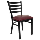 Chaise de restaurant HERCULES en acier à traverses horizontales, noir, siège en vinyle bourgogne (XUDG694BLADBURV)-Capacité de poids de 500 lb