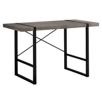 Monarch Specialties - 7310 Bureau 48 po L - Taupe Fonce/Metal Noir-Bureau d'ordinateur d'inspiration industrielle avec un dessus de bureau à panneaux épais au fini faux bois taupe foncé