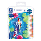 Staedtler - Crayons de couleur aquarelle, couleurs assorties, paquet de 18-Utilisez humide ou sec pour differents effets
