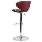 Flash Furniture – Tabouret de bar ajustable en vinyle, dossier mi-dos confortable et pied chromé, 17 1/2 x 17 1/2 po, bourgogne-Rembourrage en vinyle bourgogne
