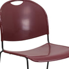 Flash Furniture - Chaise ultra-compacte empilable bourgogne de la série HERCULES avec cadre enduit de poudre noire-Poignée de portage pour un meilleur transport