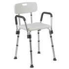 Flash Furniture Chaise De Bain Et Douche Réglable série HERCULES-Quick Release-Blanc (DCHY3523LWH)-Les bras équilibrent les utilisateurs qui se lèvent ou s'assoient