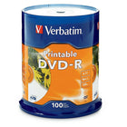 Verbatim - Disques DVD-R 4,7 Go 16X, avec étiquettes blanches imprimables à jet d'encre, cylindre de 100 disques-Vitesses d'enregistrement DVD de 1x à 16x