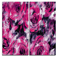 Designart – Art imprimé sur toile, jardin de roses roses, 40 larg. x 40 haut. (po), 2 panneaux (PT3430-2-40-40)-Impression