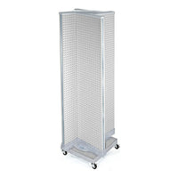 Azar Displays – Présentoir de plancher à panneaux perforés et à roulettes, 60 x 16 po, blanc (700422-WHT)-En panneau perforé