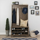 Prepac – Porte-manteaux de vestibule Dsog-0011-1 avec compartiments pour chaussures, gris délavé-Côtés à contour et moulures décoratives