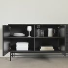 South Shore - Arlo - Buffet avec portes rainurées et tiroirs - Chêne cendré et Noir mat-Matériau: MDF 