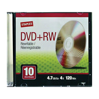 Staples - DVD+RW 4,7 Go, Paq./10 avec boîtiers minces-Capacité de 4,7 Go