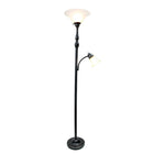 Elegant Designs – Lampe de sol à incandescence, restauration bronze (LF2003-RBZ)-Abat-jour en verre marbré blanc