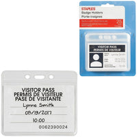Staples Porte-insigne robustes, horizontaux, paq./25-Trous pré-perforés pour accommoder un cordon ou un fil rétractable (en sus)