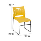 Flash Furniture - Chaise empilable avec base luge de série Hercule, capacité de 881 lb, avec dossier ventilé, jaune (RUT2YL)-Renfort transversal avant